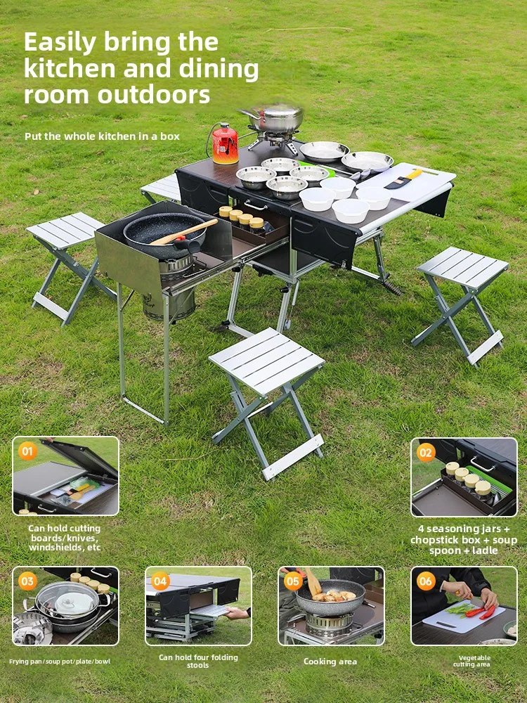 

BuLin's new outdoor mobile kitchen firewood gas stove camping equipment car stove self-driving tour2026