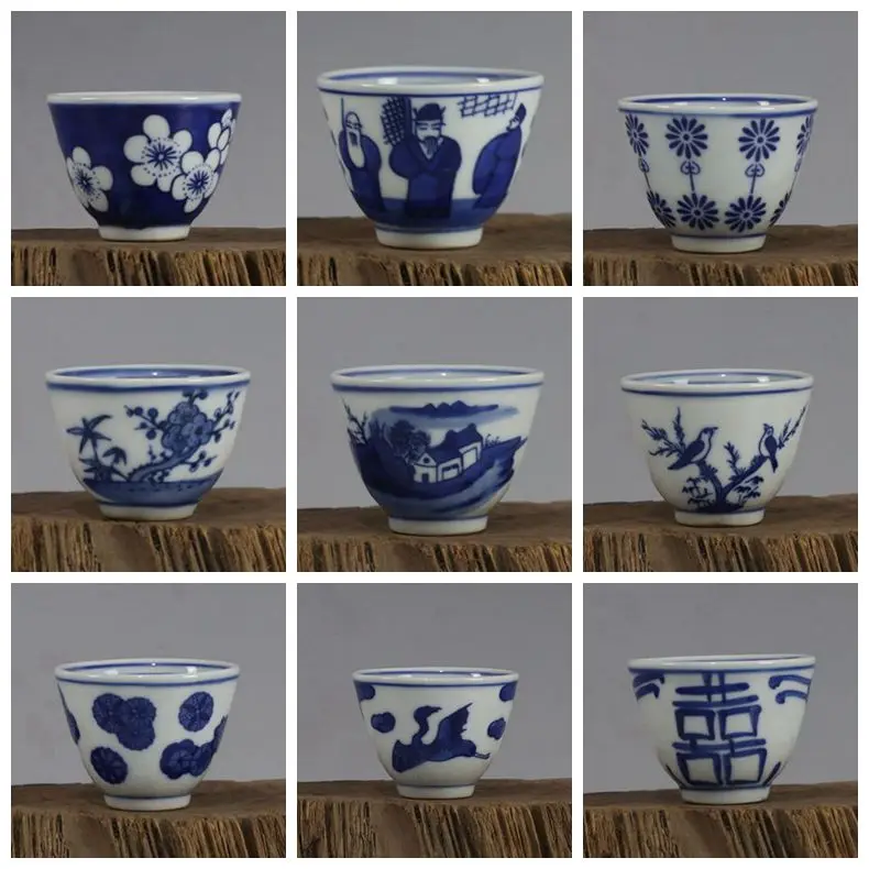 Jingdezhen Ceramics Blue And White Tea Cup Cranes Flowers Birds Mountains Paattern Cups Single Cup Tea Cup