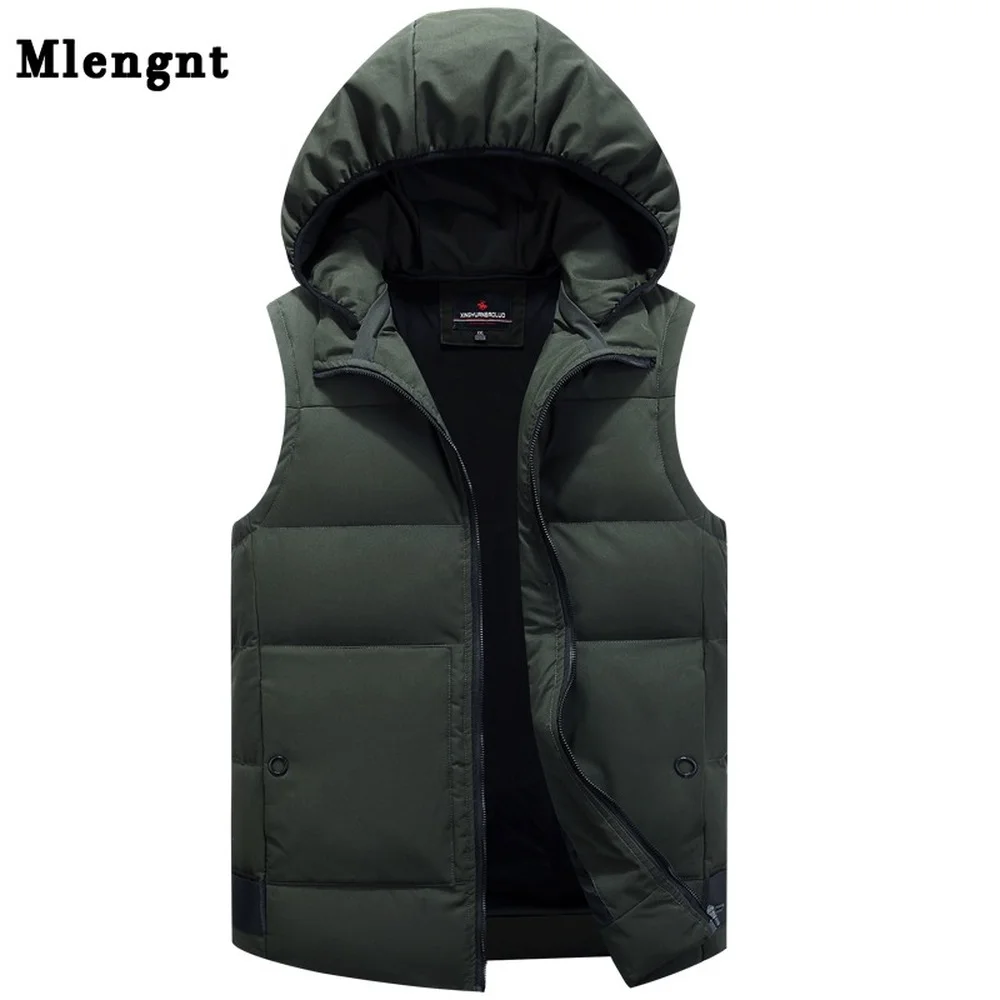 Outono inverno pato para baixo baggy colete para homem quente novo casual com capuz sem mangas zíper sólida jaqueta parka masculino clássico 2021 marca