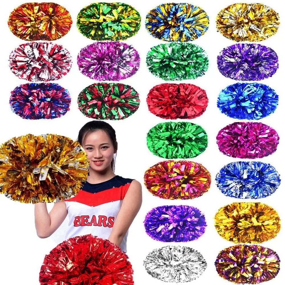 Double Hole Handle Cheerleader Pom Poms Cheerleading Cheering Ball Intermediate Handle Dance Party Decorator Club Sport Supplies