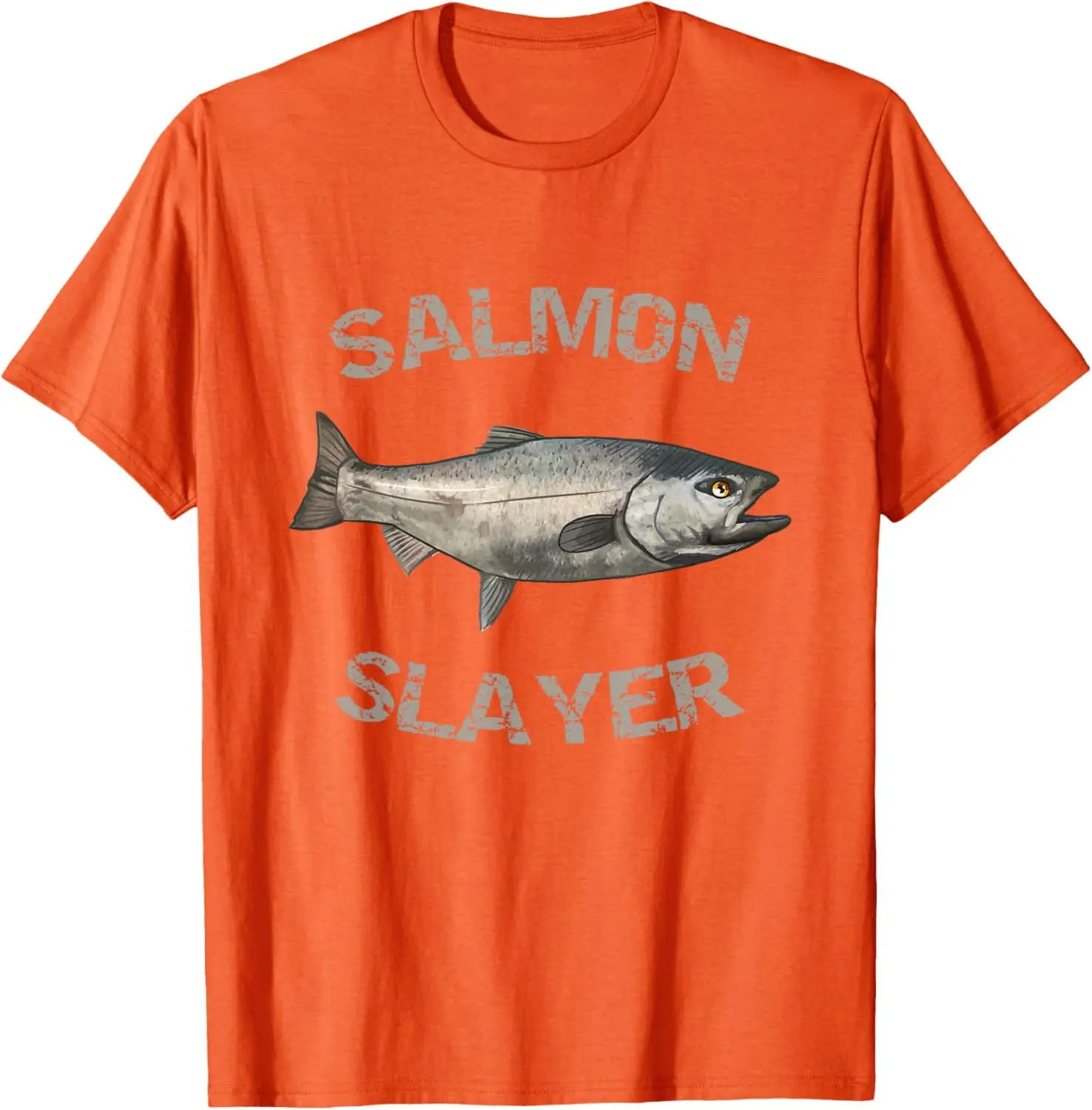 Salmon Slayer Salmon Fishing T Shirt Men 100% Cotton Harajuku Original Mens T-shirts Y2k Clothes Men's Clothing Goth T-shirt