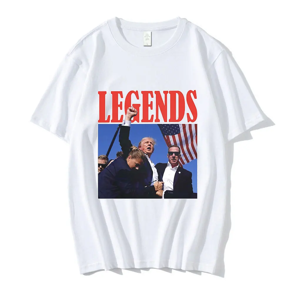 Legends Donald Trump Fight Supporter T Shirts Men's Women Fashion Vintage T-shirt 100% Cotton Casual Loose Short Sleeve T-shirts