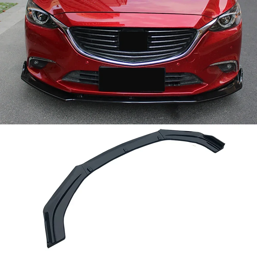 For Mazda 6 Atenza 2013-2018 3PCS Auto Car Front Bumper Lip Splitter Plate Trim Spoiler Diffuser Deflector Body Kit Canard Guard