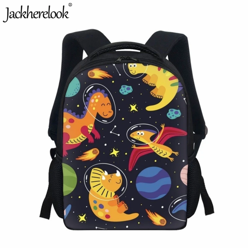 

Jackherelook Cartoon Dinosaur Print Pattern School Bag for Kids Casual Practical Travel Backpack 12Inch Kindergarten Book Bags