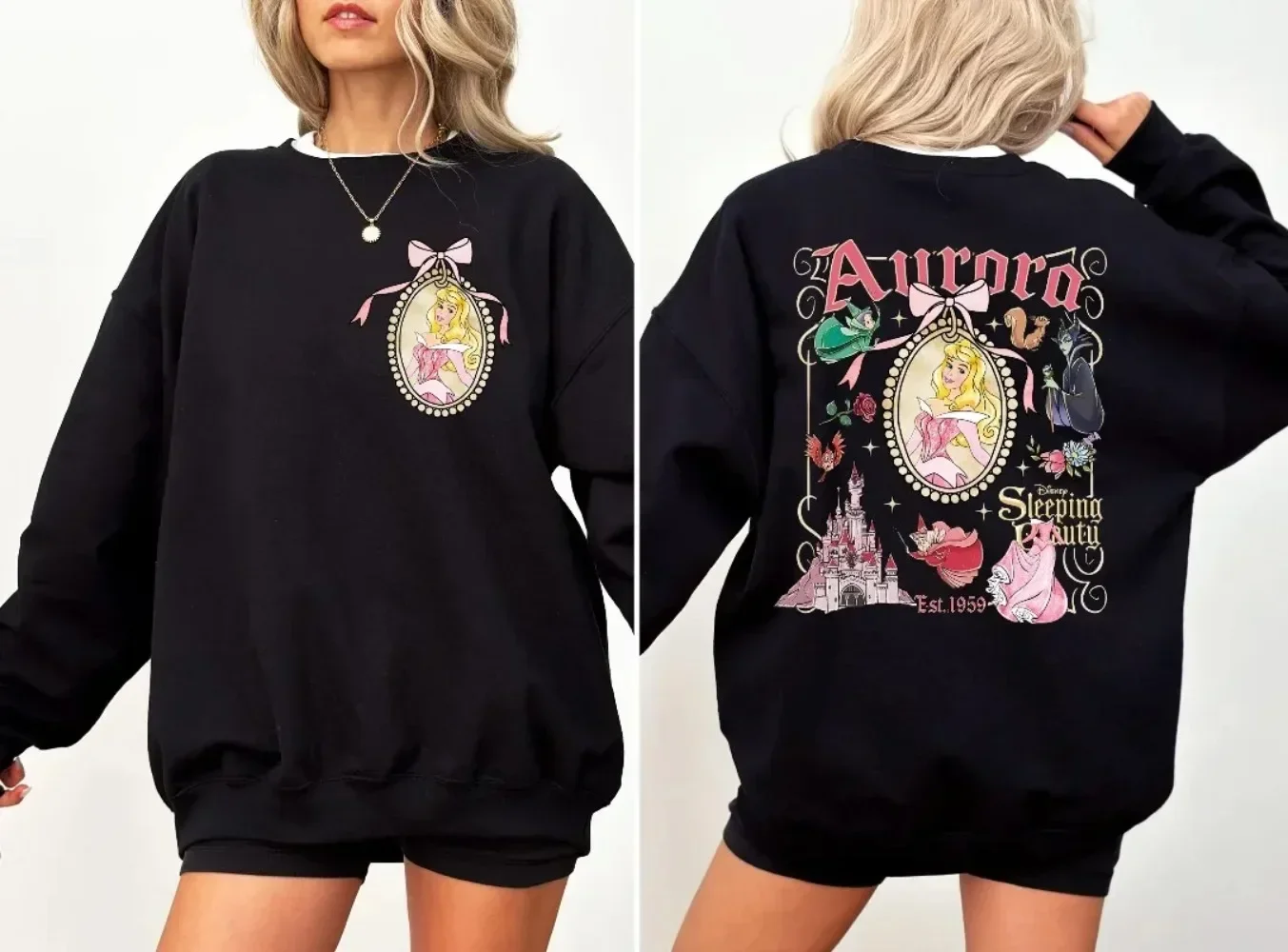 خمر ديزني النائمة مرآة الجمال البلوز الأميرة أورورا كوكيت القوس البلوز الفتيات رحلة المملكة السحرية #1