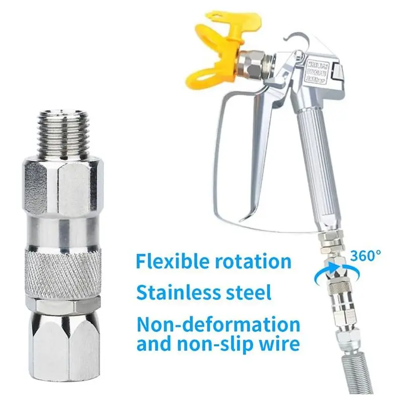 LIKE WISH Silver Airless Spray Swivel Joint 1/4-Inch High Pressure Painting Supplies Airless Spray Whip Hose Swive(6Pack)