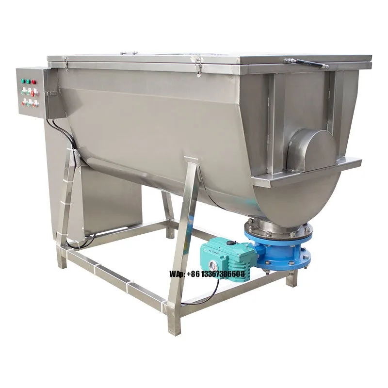 เครื่องผสมผงแห้งสแตนเลสแบบแนวนอนชนิดริบบิ้น สำหรับผงเคมีแห้ง 110V/220V/380V/440V