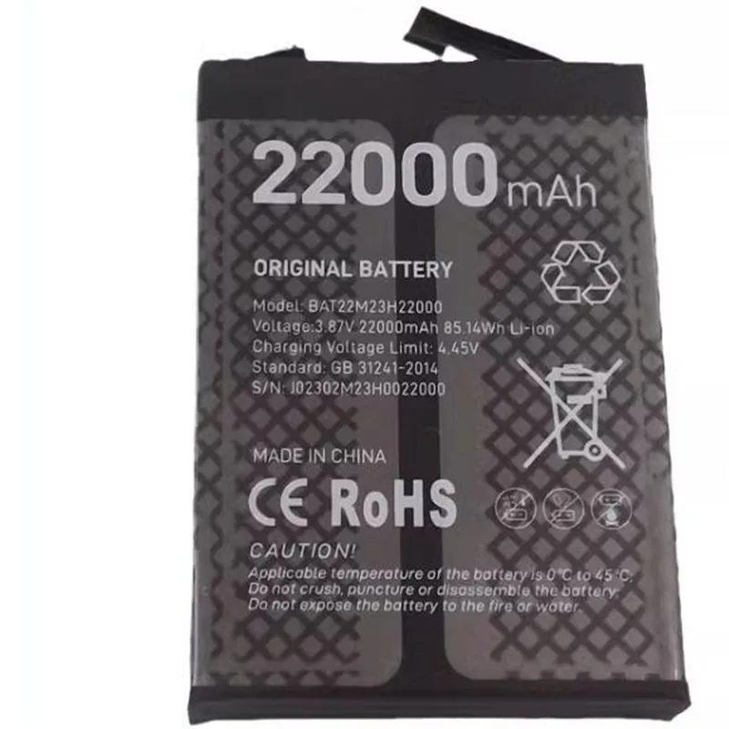 New production date For DOOGEE V max Battery 22000mAh High capacity BAT22M23H22000 for DOOGEE S100 Pro Battery