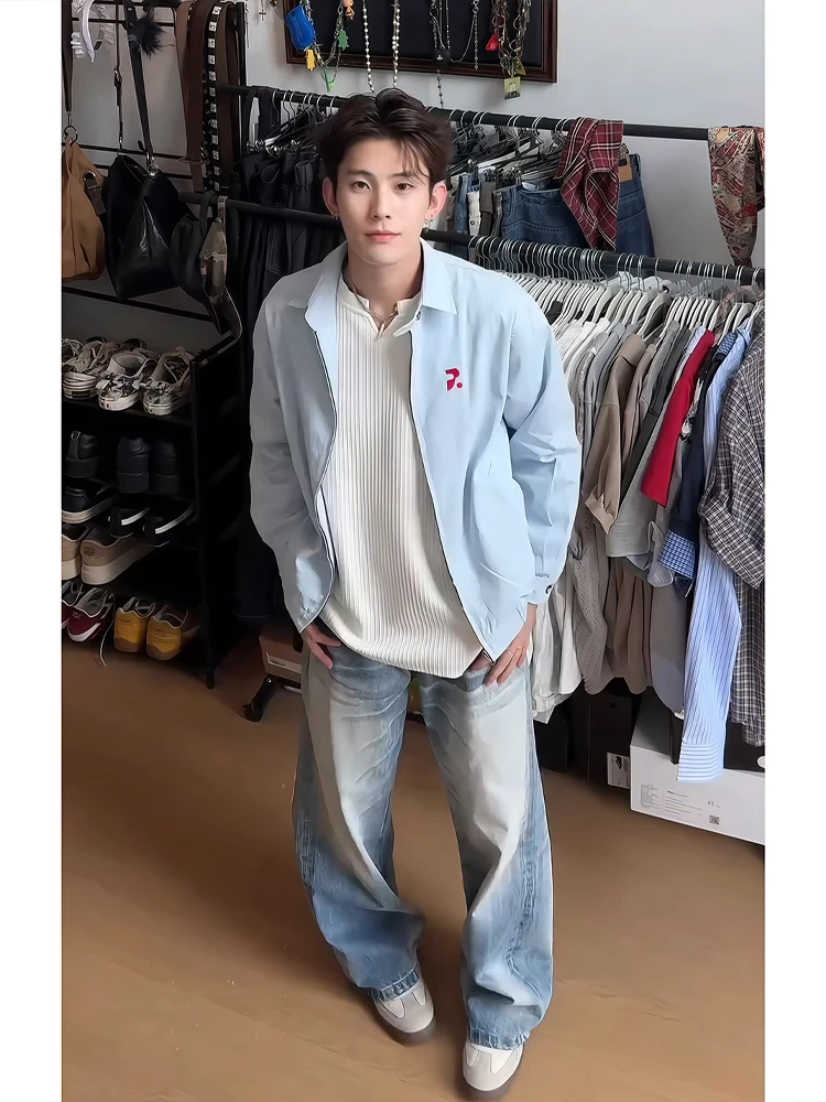 

Мужская осенняя куртка с воротником-стойкой Cleanfit Harrington, бейсбольная куртка для американского пилота High Street, повседневная одежда L...