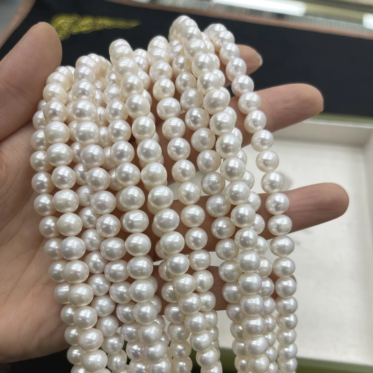 

AAAA 7-8mm Near-Round Semi-Finished Beads High-Quality Natural Pearls for Jewelry Making DIY Necklace Bracelet Accessories 36cm