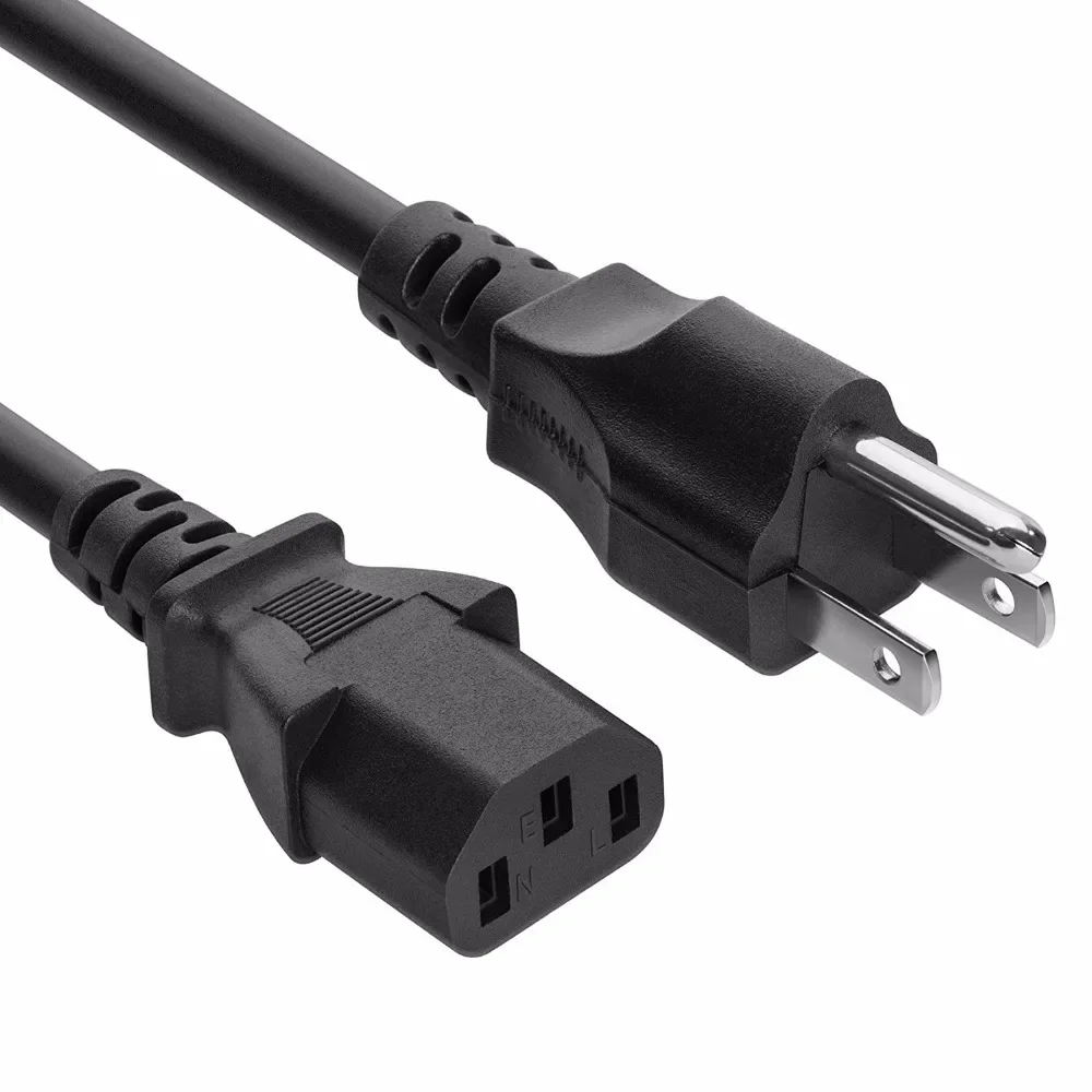 1.2M 3-Pin 18 AWG 60C 250V Universal Power Cord Cable for Laptop Charger NEMA 5-15P To IEC320C13 Black PWC75A150 US EU