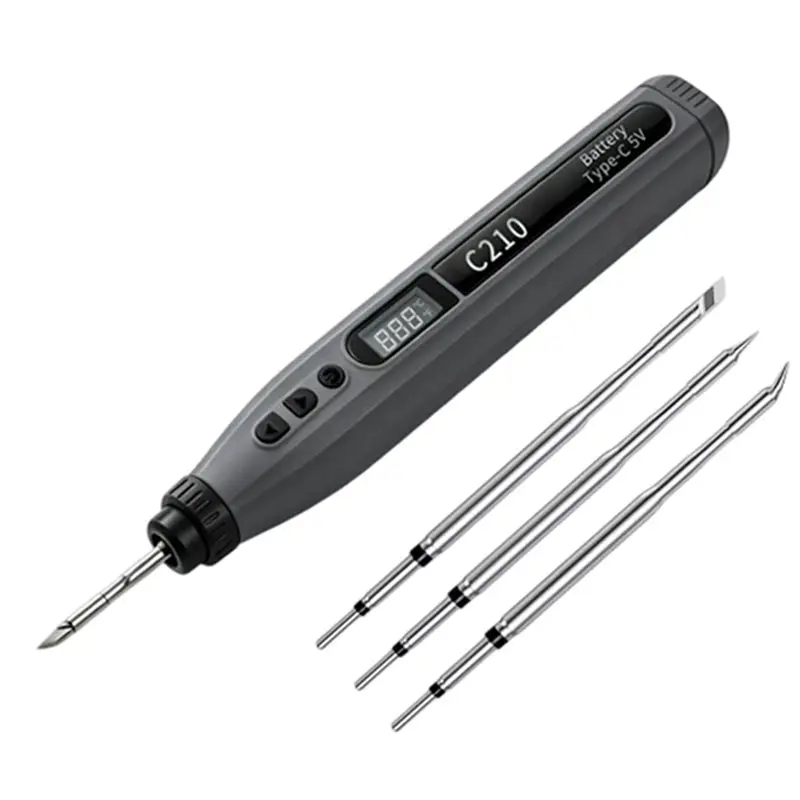ABRU-Wireless Soldering Iron Rechargeable Cordless Digital Adjustable Temperature Solder Pen Kit Including Multiple Tips