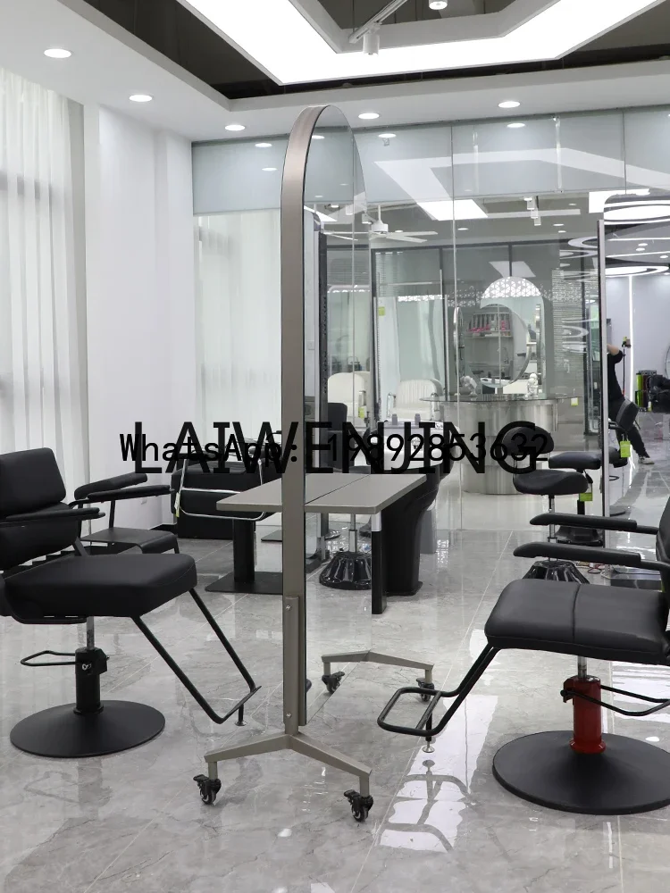 

b195 Teaching Movable Stainless Steel Floor Full-Length Mirror Double-Sided Hair Salon Hair Cutting Mirror