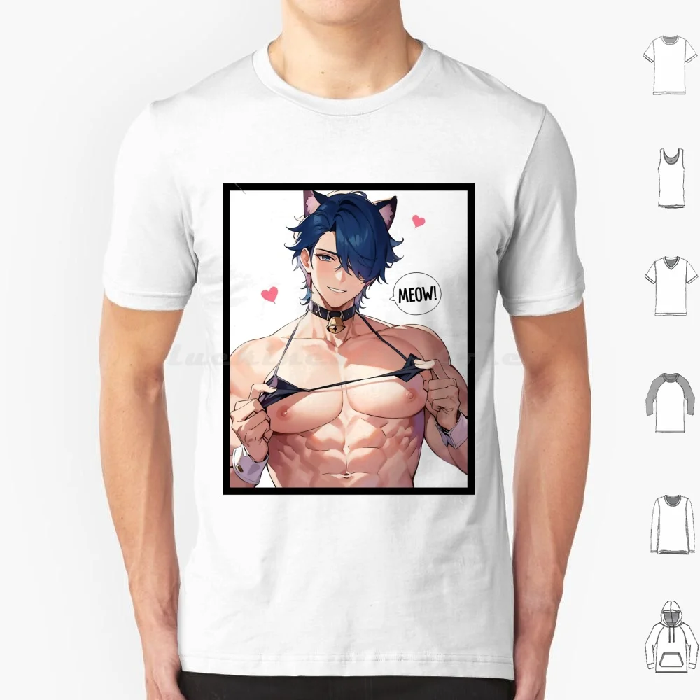 Meow Bara Tiddies ( White ) T Shirt Men Women Kids 6xl Bara Yaoi Anime Manga Gym Art Queer Art Muscle Bottom Kink Kinky Pervert