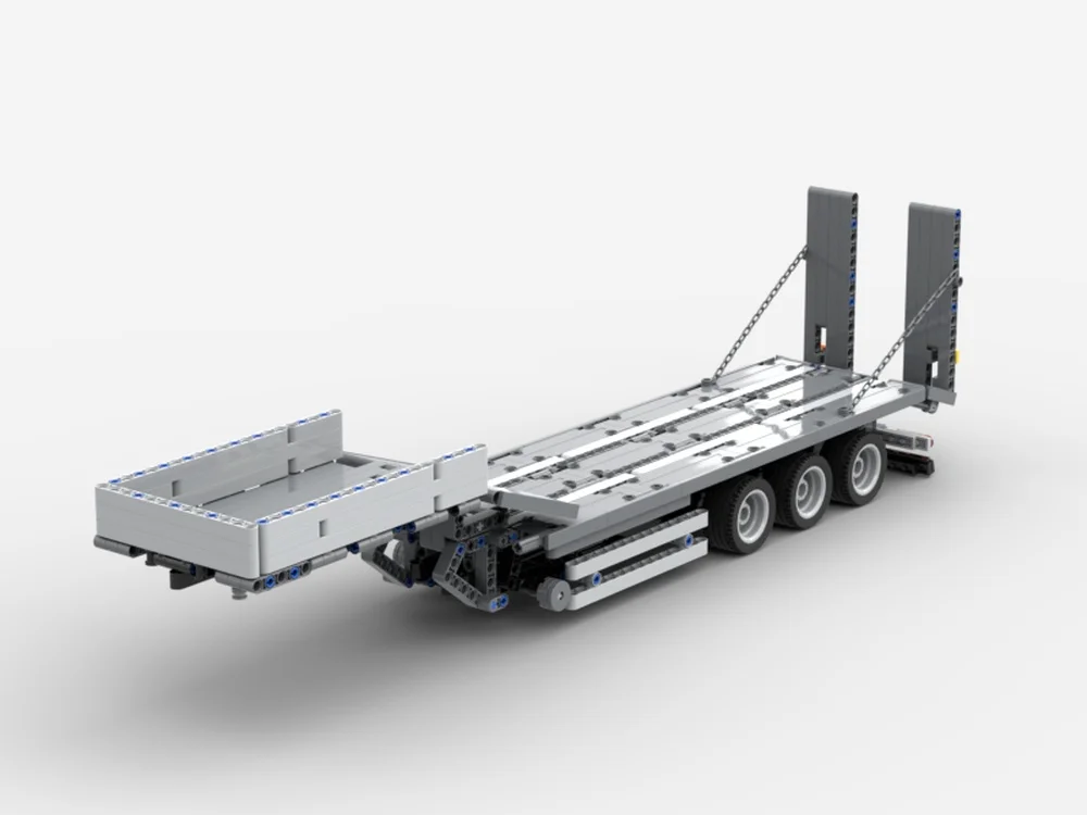 698PCS MOC 1:21 Scale Heavy‑duty Flatbed Low Loader Semi‑trailer Engineering Model Building Blocks DIY Assembly Gifts for Adults