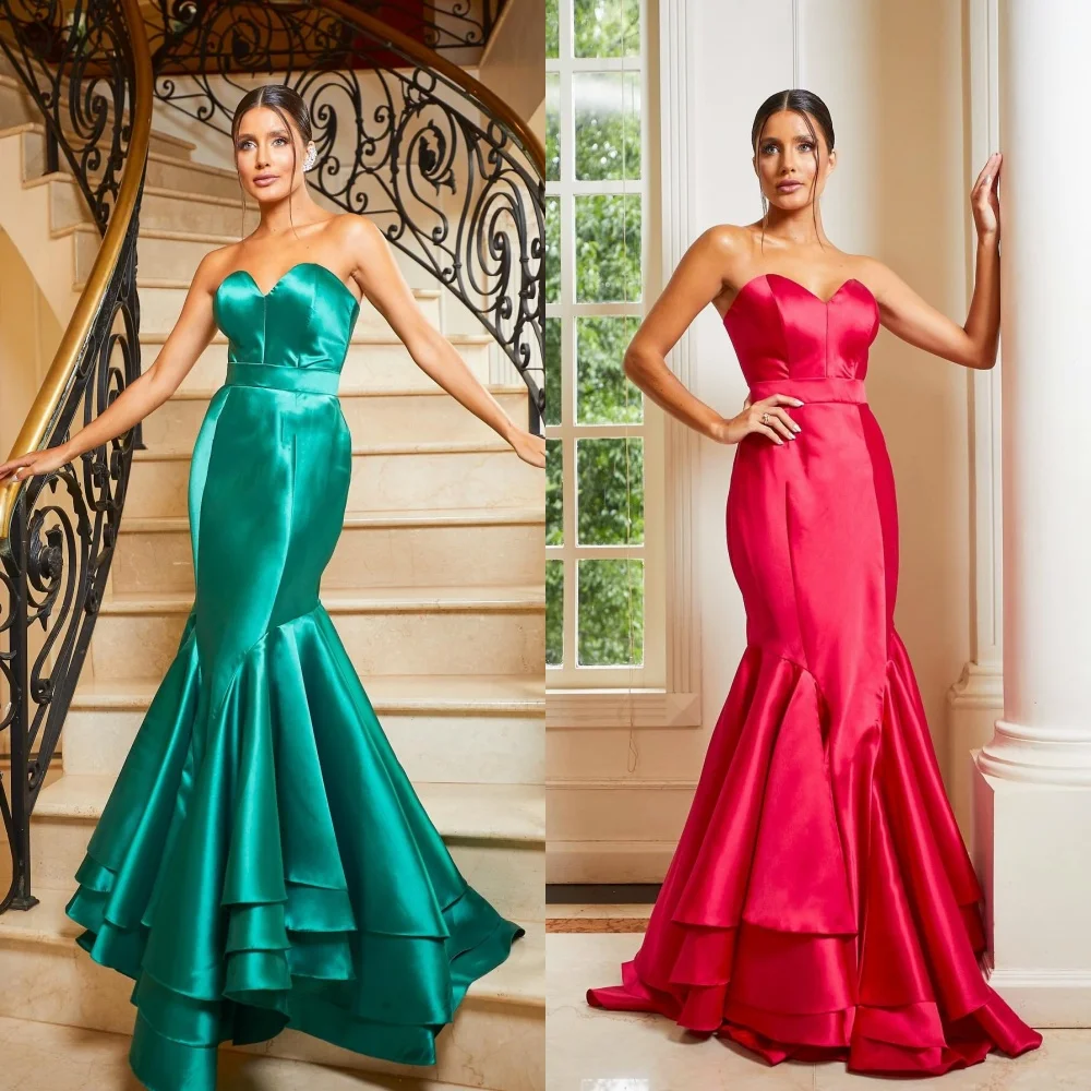 

Customized es Draped Pleat Valentine's Day Mermaid Strapless Bespoke Occasion Gown Long Dresses