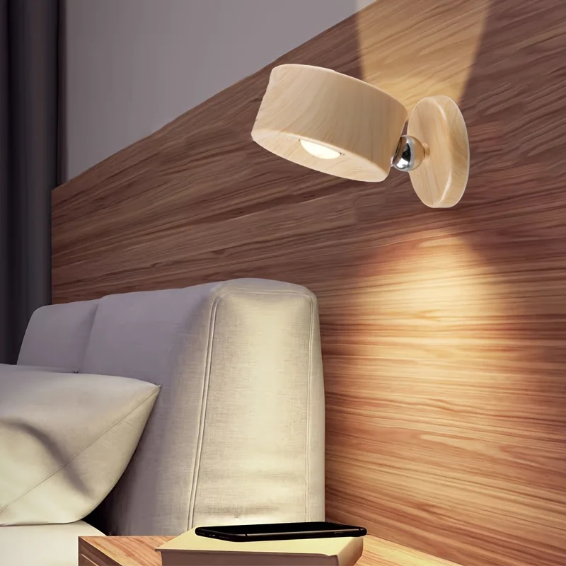 Magnetic Cordless Night Light 3 Color Temperatures & Dimmable Wall Lights 360° Rotation LED Wall Mounted Lights for Bedroom