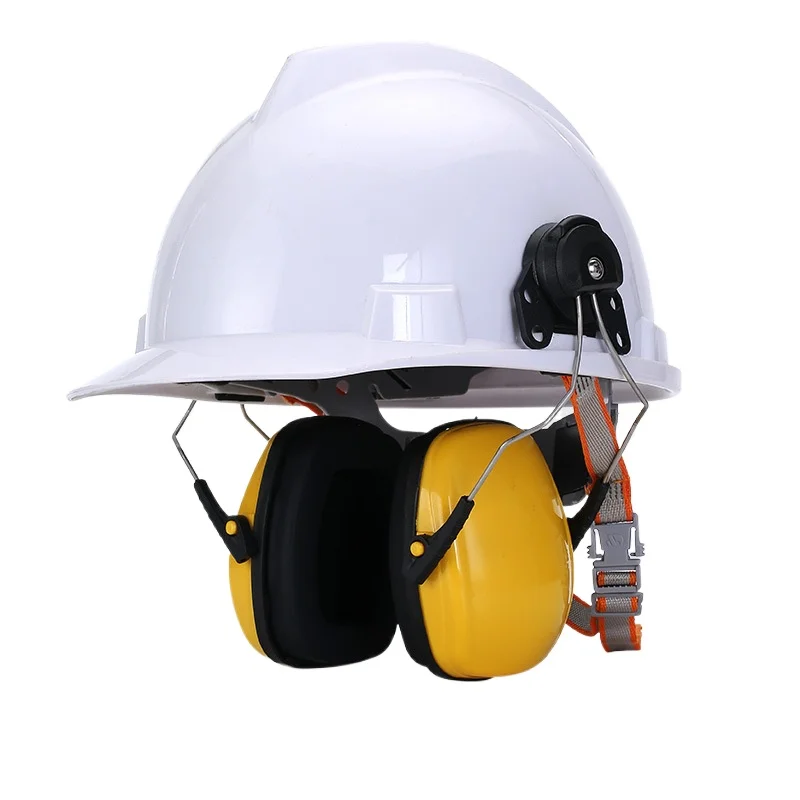 1 Pair Safety Helmet Ear Muff Noise Reduction Helmet Hard Hat Hearing Protection Earmuff for Construction Site