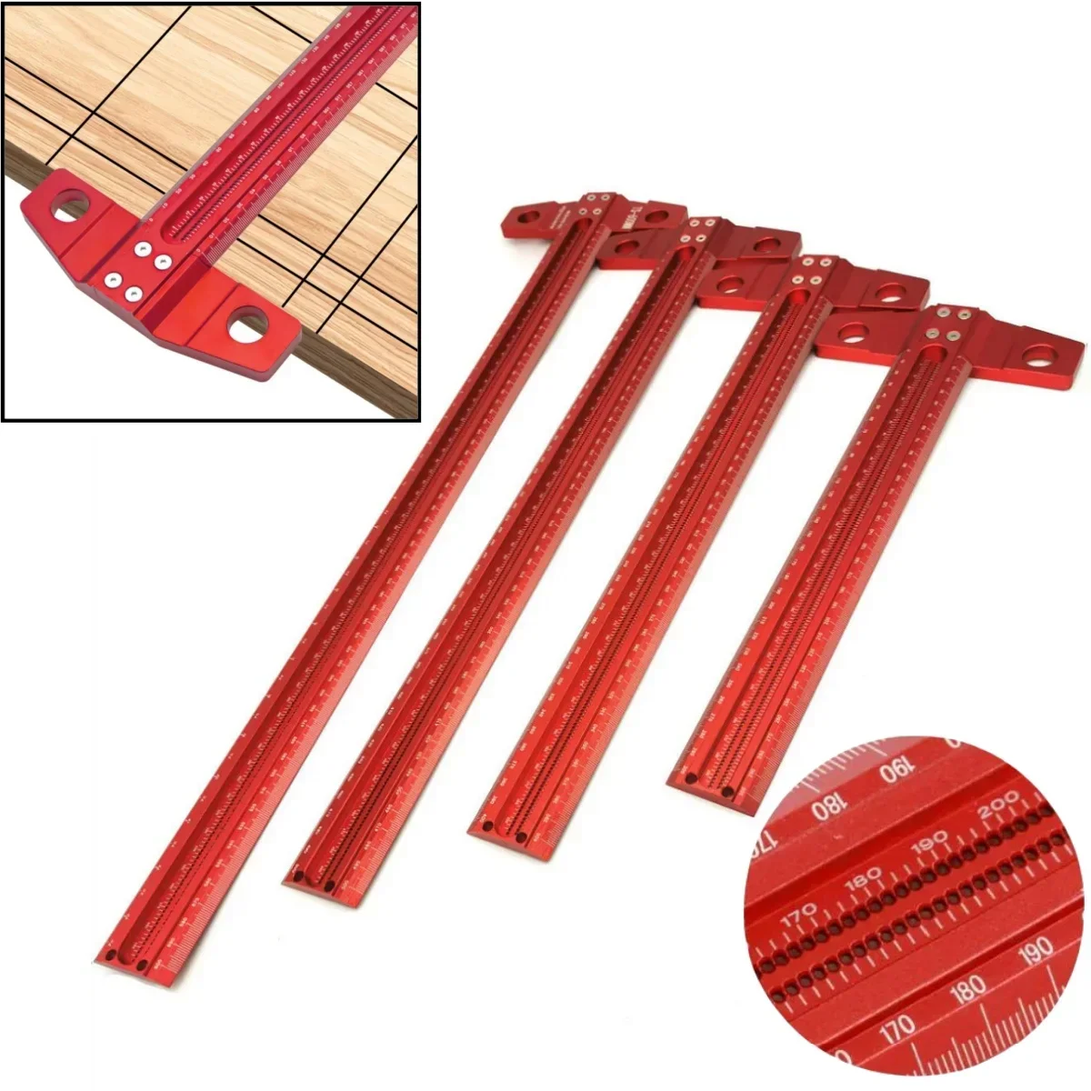 Multifunctional ruler cross hole marking Woodworking marking T-shaped ruler 90 degree line planning tool hole ruler