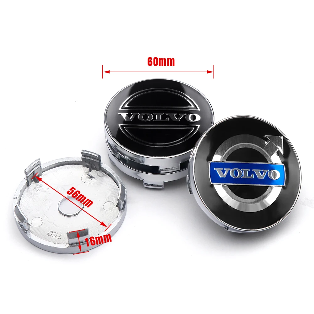 4Pcs 56/60mm Car Wheel Center Hub Cap Sticker Accessories For Volvo XC60 XC90 V40 V50 V60 T6 AWD Xc70 S60 S80 S90 V70 V90 XC40