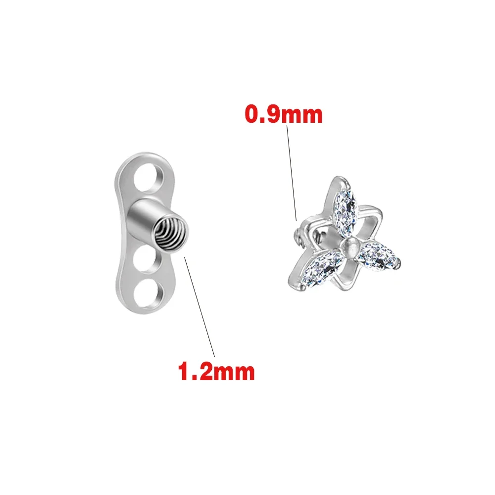 G23 Titanium Helix Labret Piercing Conch Skin Grafting Nail Dermal Anchor 16g Surface Body Jewelry Zircon Drilling Hide in Top