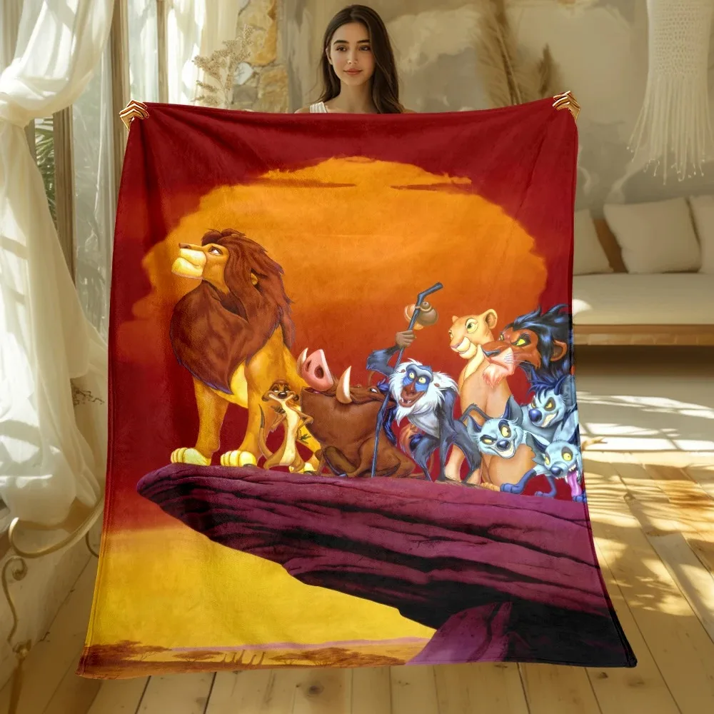 

Disney Lion King cartoon print blanket. Oversized soft warm flannel all-season blanket. Camping trip sofa bed blanket