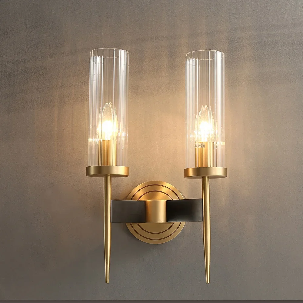 minimalist all copper wall lamp retro bedroom bedside wall lamp duplex building hallway staircase balcony wall lamp