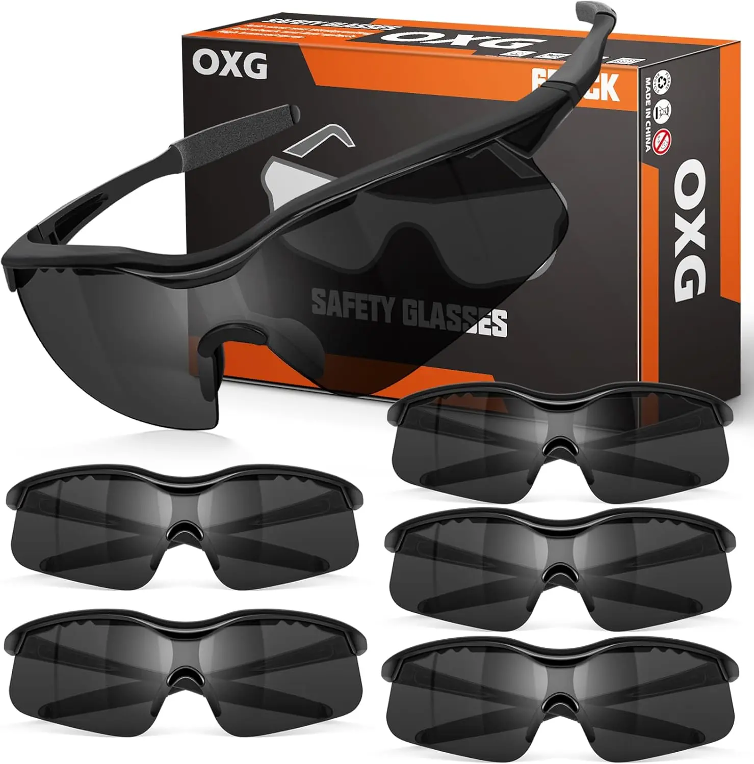 

6 Pack Tinted Safety Glasses for Men and Women, ANSI Z87.1 Protective Eyewear with Scratch Resistance