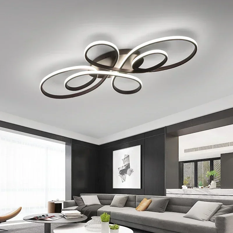 

RC White/Coffee Modern LED Ceiling Lights for Living Room Bedroom Study Dimmable Lamp Fixtures