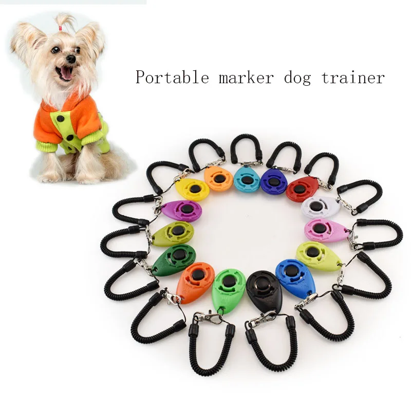 Pet Cat Dog Training Clicker Plastic New Dog Click Trainer Portable Auxiliary Adjustable Wristband Sound Key Chain Pet Supplies