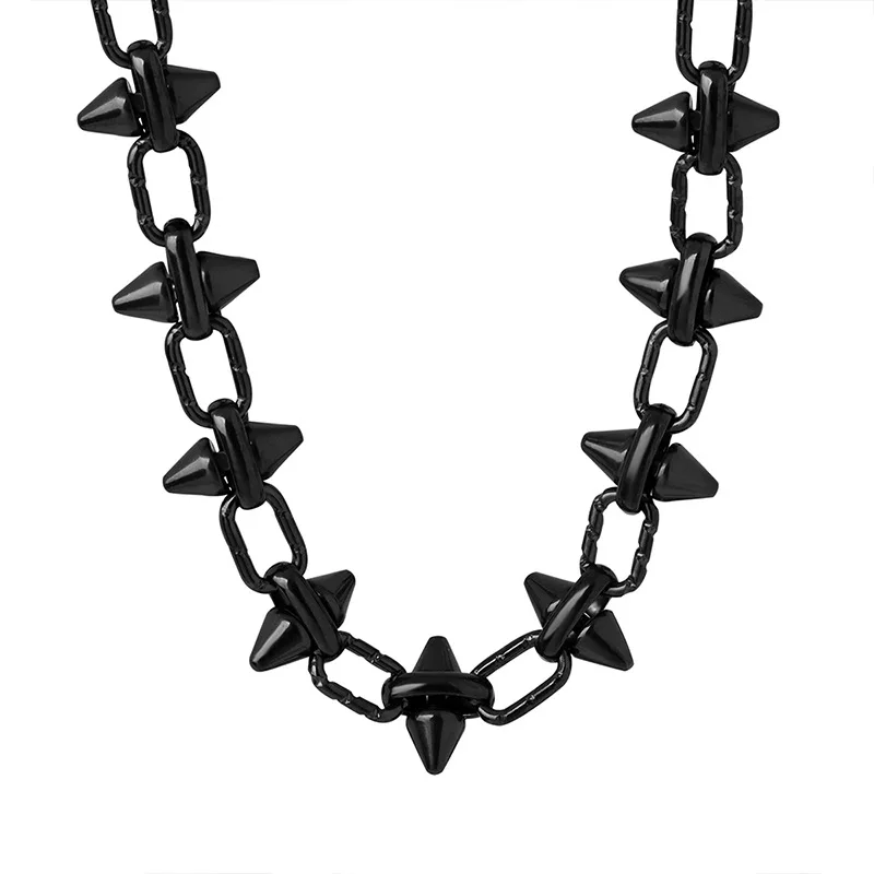 Black Silver Color Spike Necklace For Women Men Hip-hop Rock Punk Style Stainless Steel Neck Chain Necklaces Couple Jewelry Gift