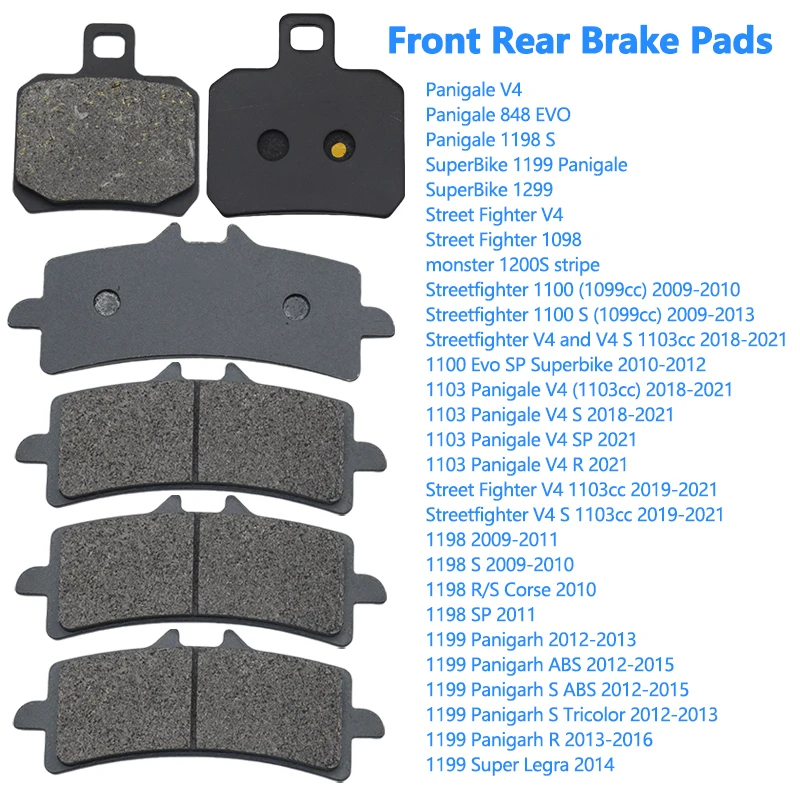 

Premium Brake Pads Kit For Ducati 848 Evo 998 1103 1199 1299 Panigale V4 Hypermotard 1100 1098 1200 S R Motorcycle Accessories