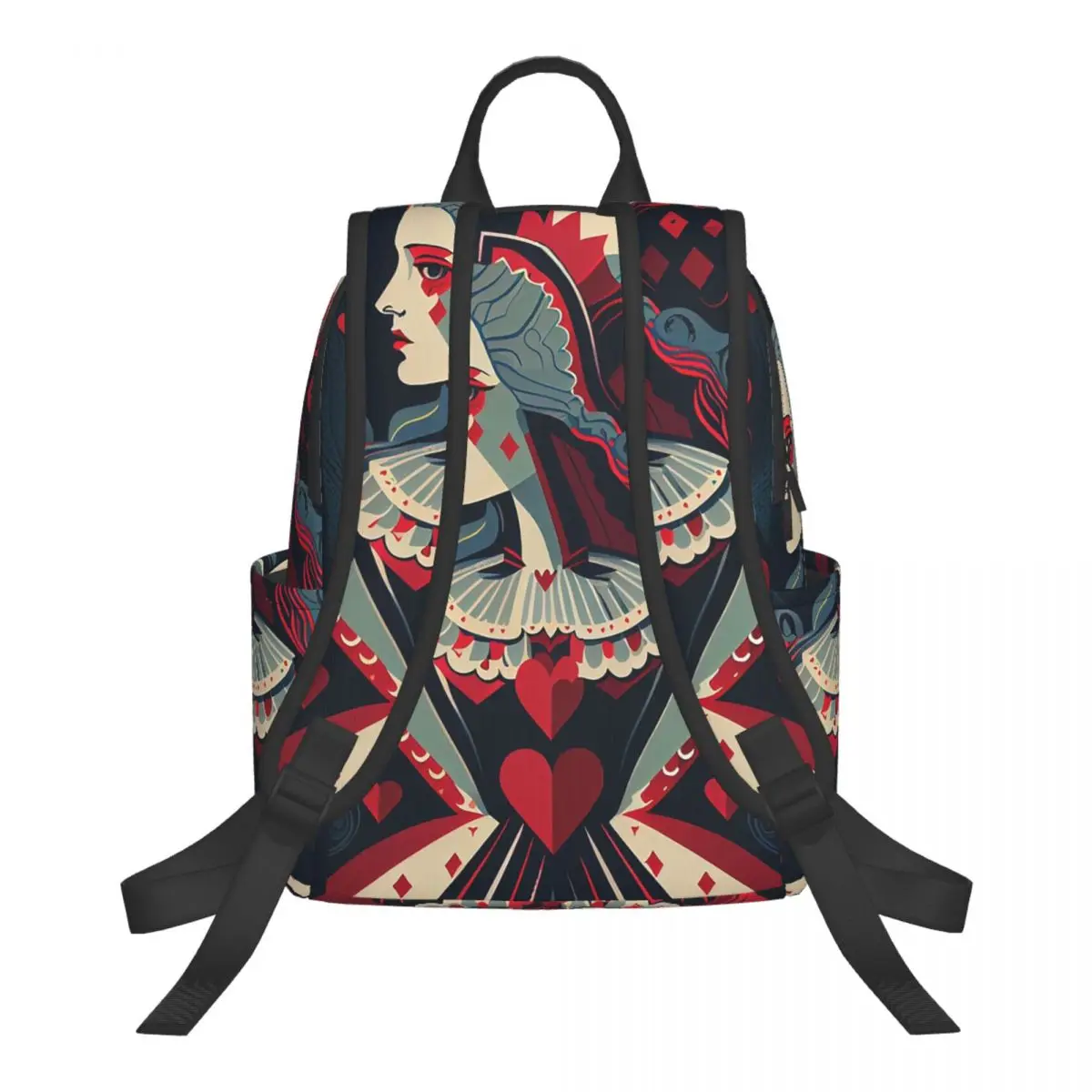 Casino Nights Red Queen Of Hearts Student Backpack School Bag Hiking Travel Daypack for Men Women Bookbag Shoulder Bags