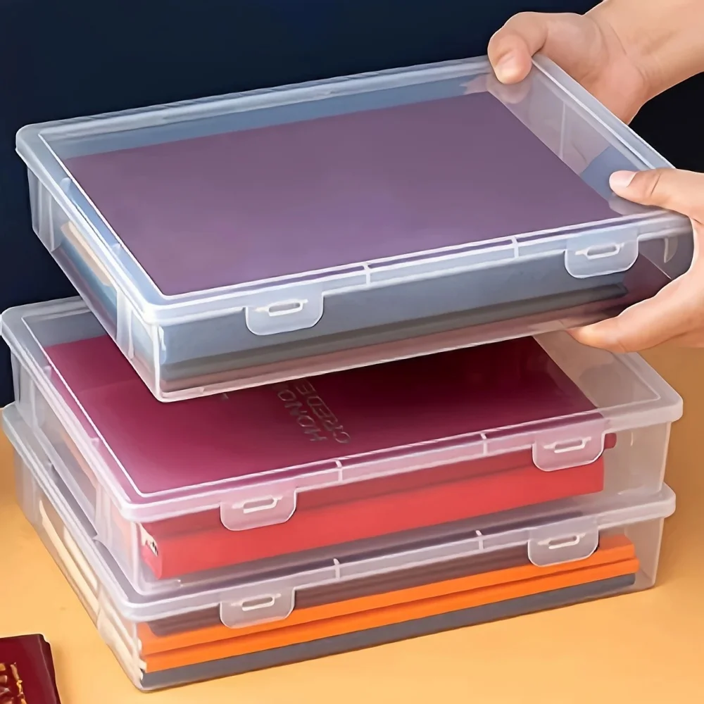 1Pc Transparent Lagerung Container Kunststoff Staubdicht Box Schreibwaren Schmuck Tragbare Große Kapazität A4 A5 Datei Organizer Liefert