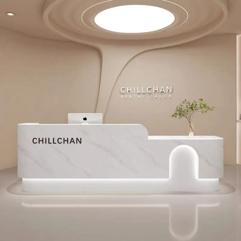 &c Best Selling Custom Reception Desk Beauty Salon Counter Small Reception Table Nail Salon Circular