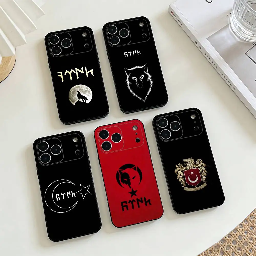 

Turk Wolf Turkey Flag Phone Case For iPhone 17,16,15,14,13,12,11 X XR Plus,Soft Silicone Black Cover