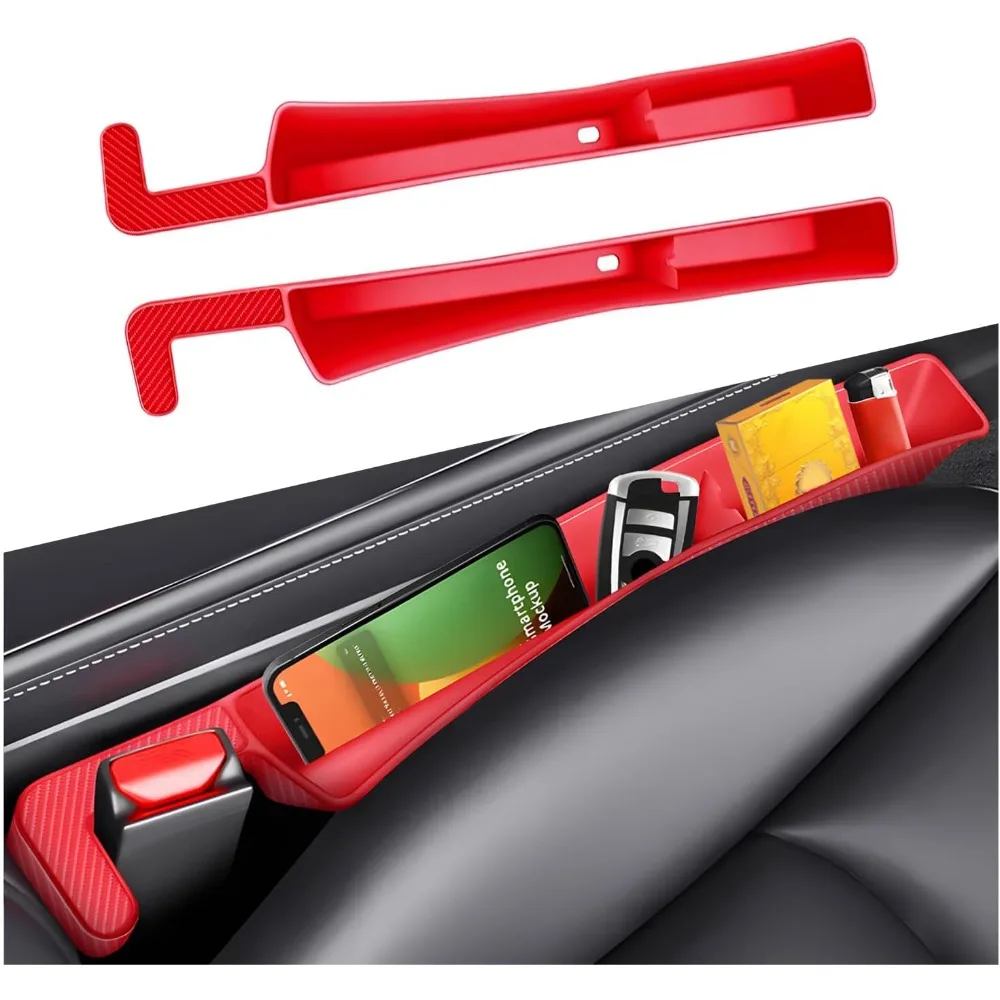 

2pcs car seat gap filler organizer, multifunctional seat side gap filler with phone holder, auto crevice blocker between seats f