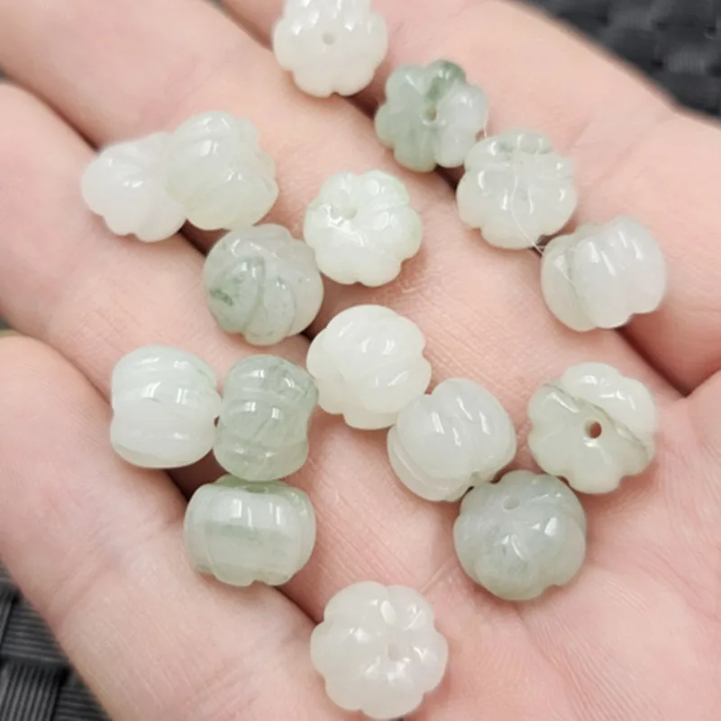 1pcTian Shan Cui Pumpkin Beads Jade Scattered Beads Jade Floating Flowers Fu Melon BeadsdiyBracelet Necklace Ornament Spacer Bea