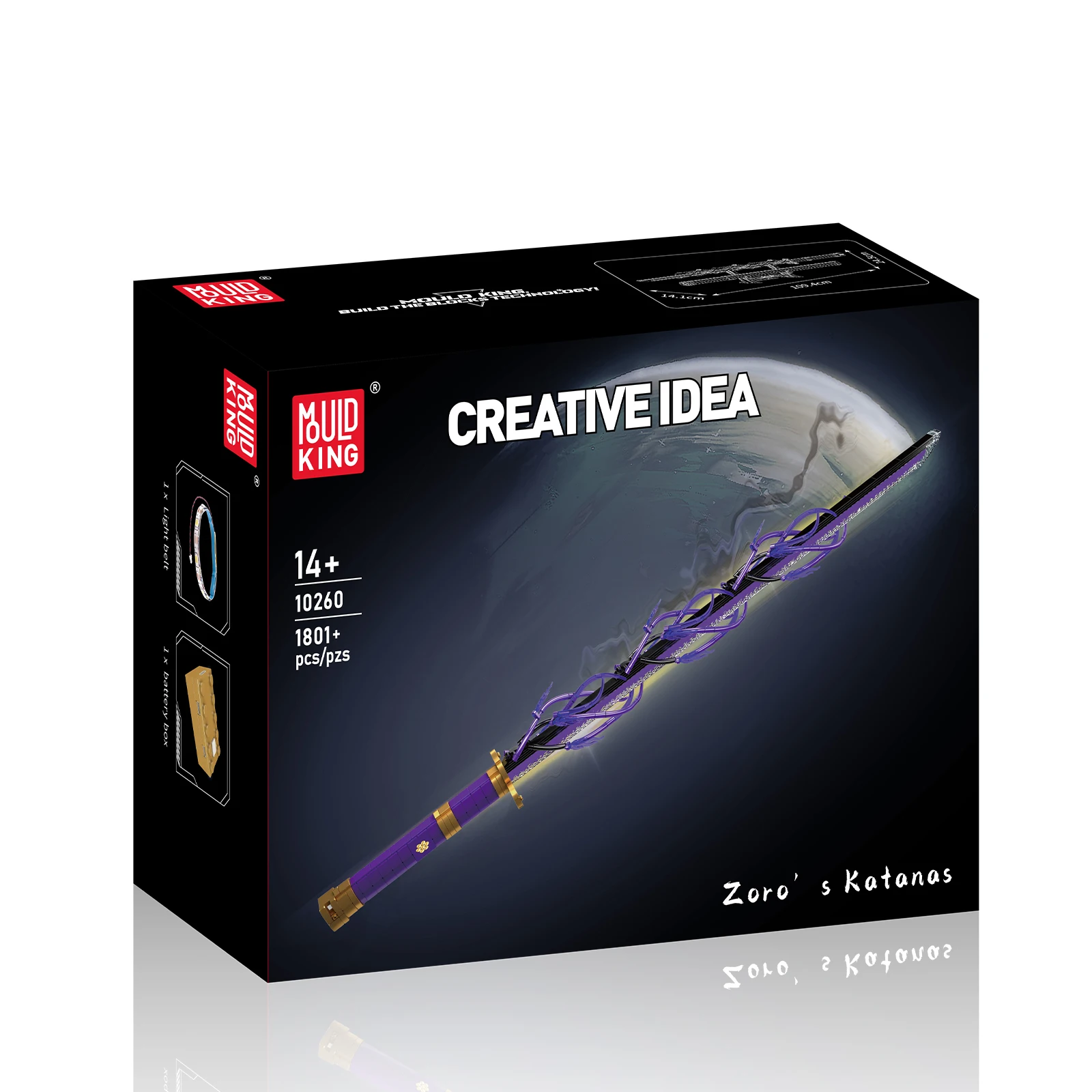 

MOULD KING 10260 Purple Light Saber LED Lights 1801pcs Small Granule Building Block Assembly Models DIY Toy for Christmas Gifts