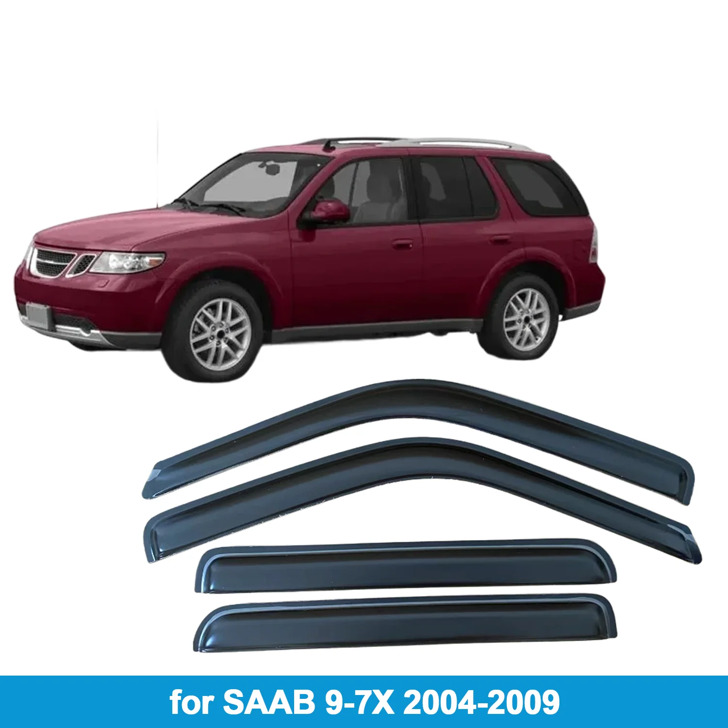 

Window Visor for SAAB 9-7X 2004-2009 Rain Guard Side Vent Deflector Weathershield Outside-Mount Tape On