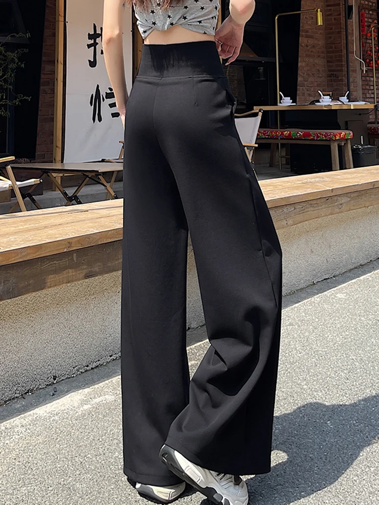 Gidyq Fall Loose Gray Sweatpants Women High Waist Vintage Wide Leg Pant Korean Casual Simple Retro Streetweat Lady New Trousers