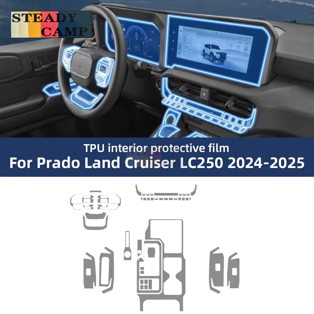 

Пленка для салона автомобиля из ТПУ для Toyota Land Cruiser LC250 Prado 2024 2025, прозрачная защита от царапин, специальная наклейка
