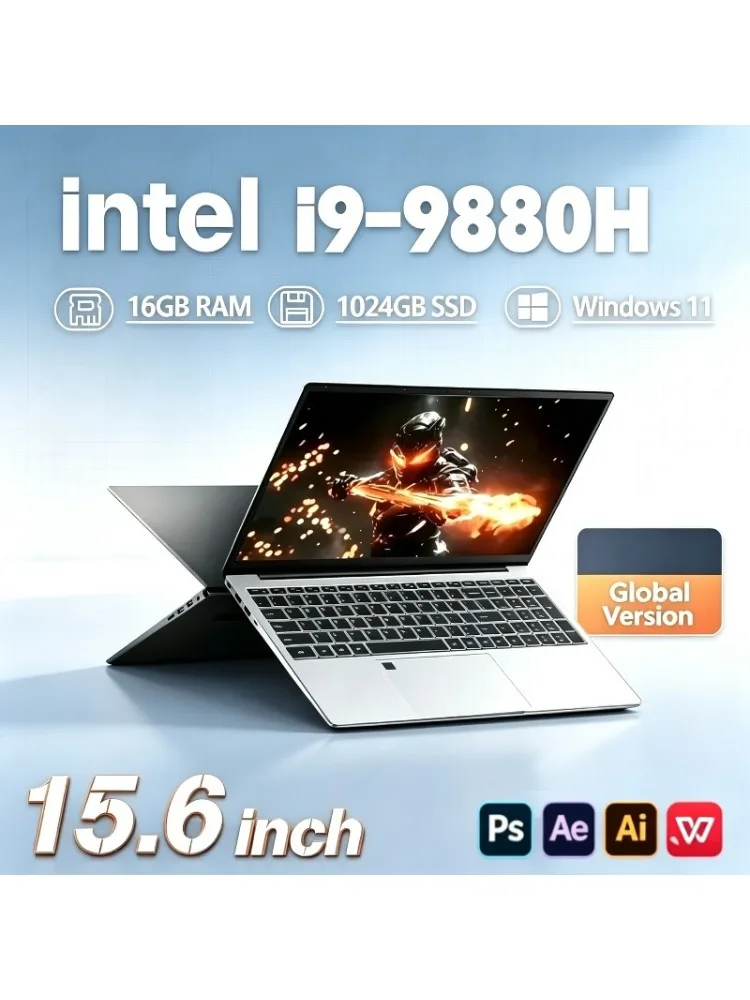 Neuer 15,6-Zoll-Gaming-Laptop mit Intel i9 9880H, Windows 11 Pro, 32 GB RAM, 1 TB/2 TB SSD, 5000 mAh Akku, schneller Gaming- und Office-Notebook-PC