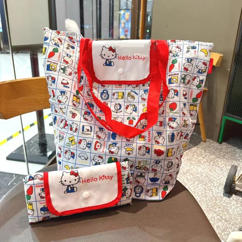 

Sanrio Shopping Bag Hello Kitty Kuromi Cartoon High-Capacity Foldable Portable Single Shoulder Handheld Supermarket Storage Bag