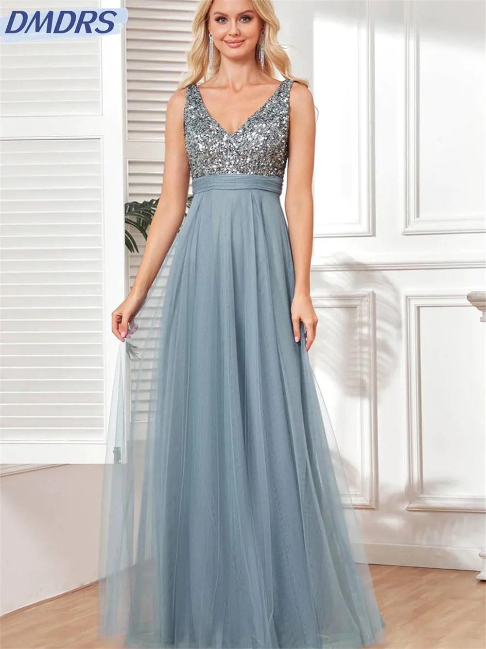 Sexy deep V-neck Evening Dress 2024 Elegant A-line Prom Gown Classic sleeveless Evening Gowns Robe De Mariee