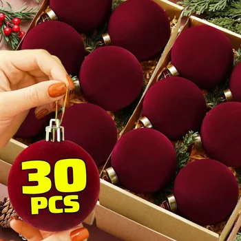 Wine Red Velvet Christmas Balls 1