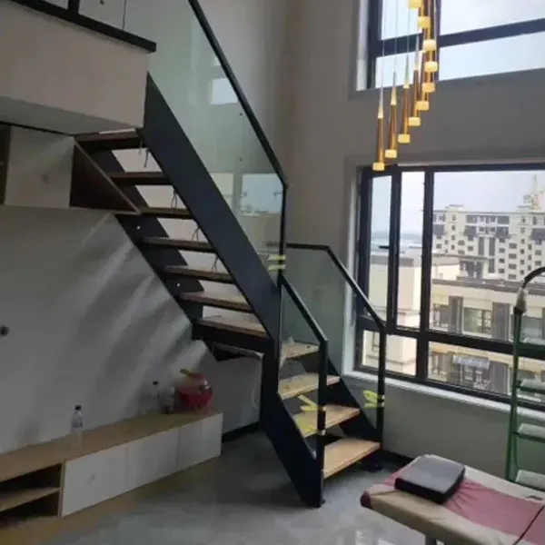 Customization Stairs Modern Curved Staircase Prefabricated Modern Luxury Indoor Straight  Stainless Steel Stairs