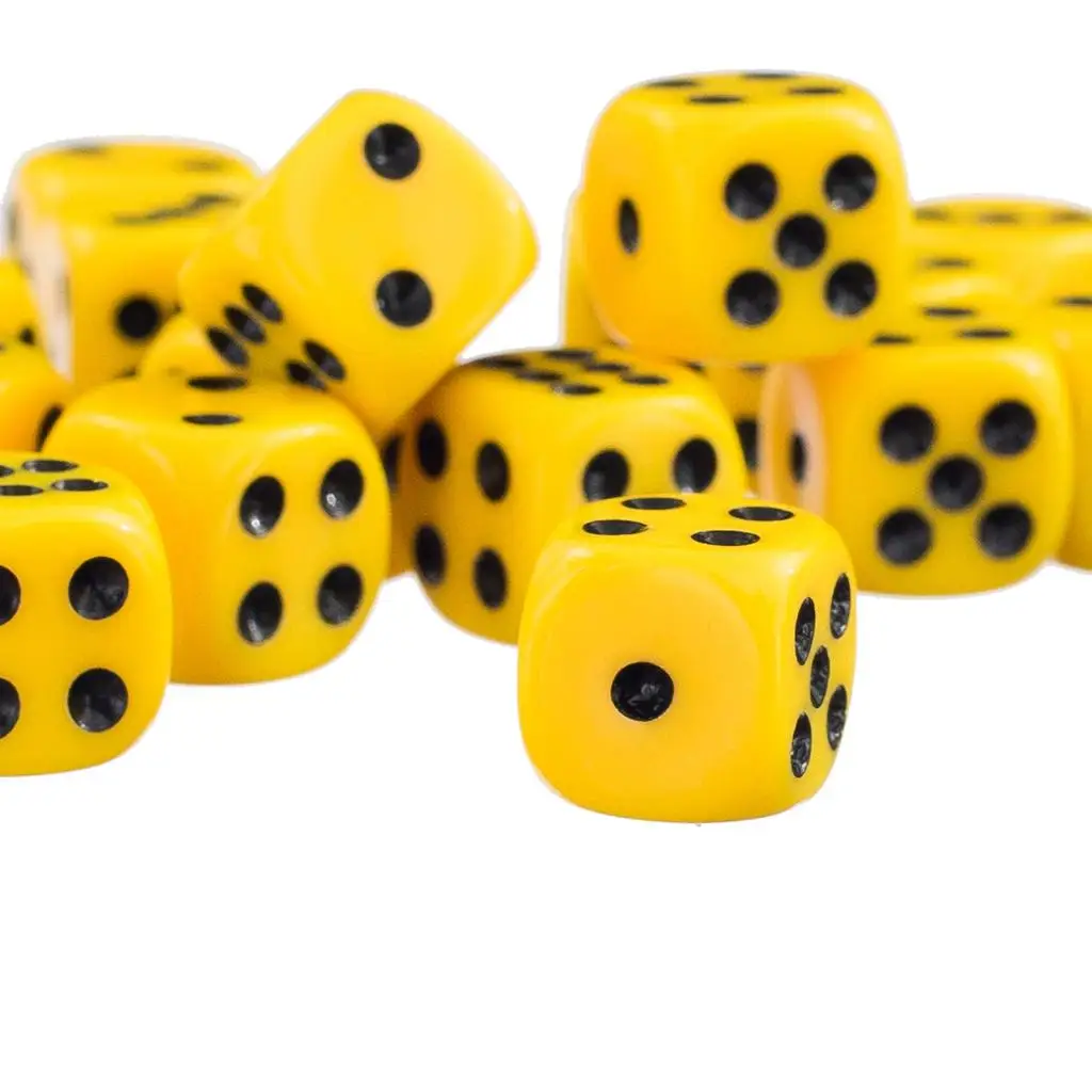 

50 шт. желтый непрозрачный набор шестигранных кубиков D6 RPG D&D новые ролевые игры в кости 12 мм