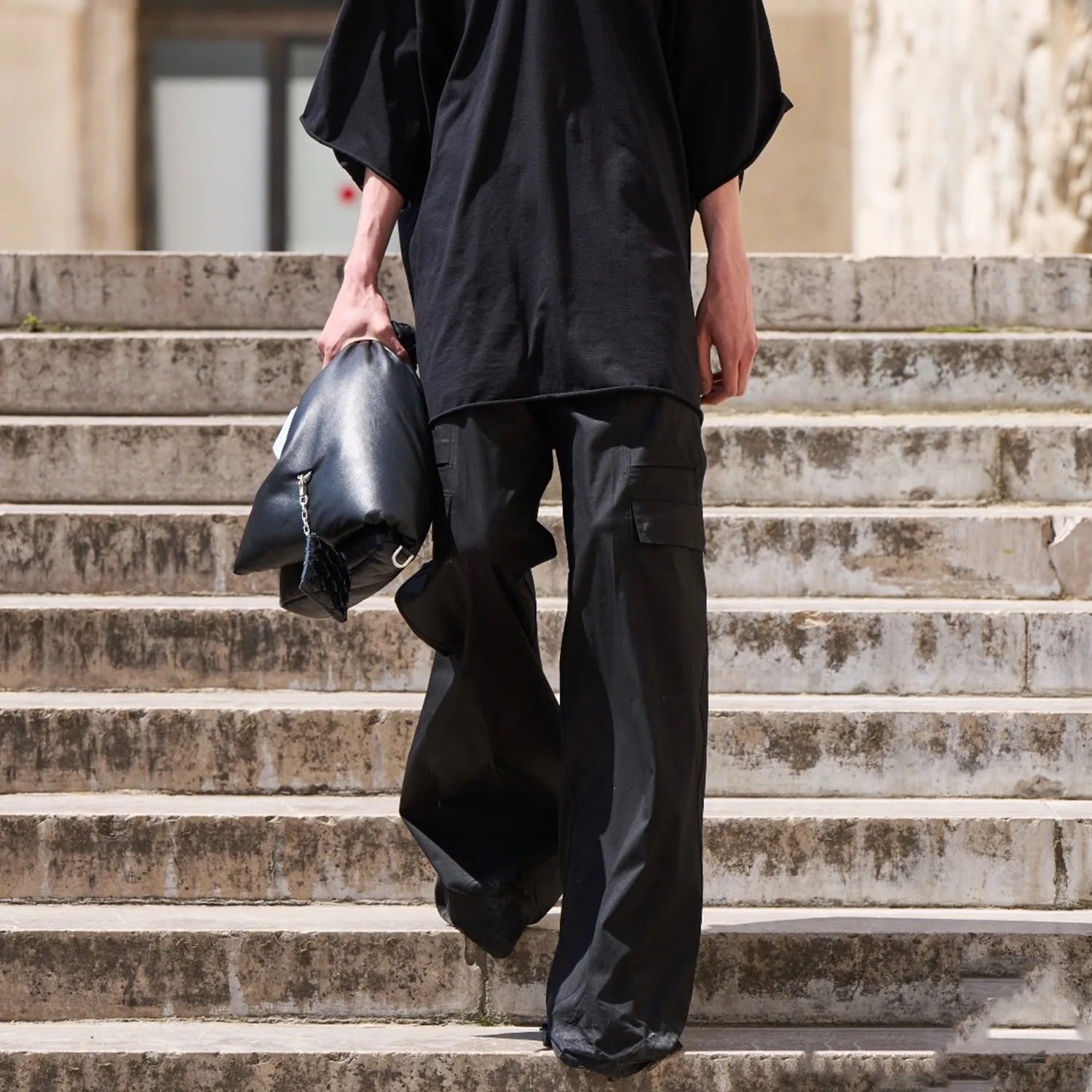 2025 Spring New Black Cargo Pants Men Summer American Multi Pocket Baggy Wide Leg Casual Pants for Men Y2k Hip Hop Streetwear