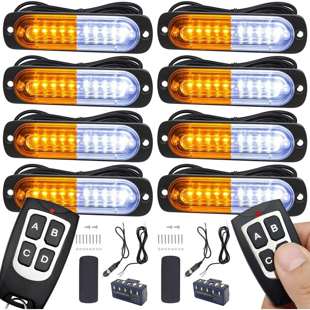 

Emergency LED Strobe Lights for Trucks, SUVs, and Vehicles - 12-248 Pieces, Ultra Slim, Syncable, with Control Box for Construct